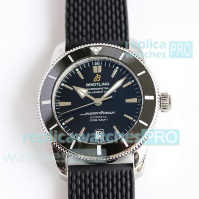 GF Swiss Breitling Superocean Heritage V2 Black Face Asia2824 Replica Watch Rubber Strap 